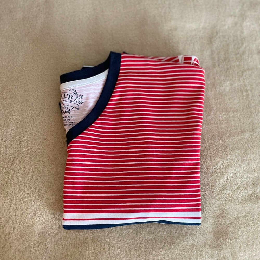 Navy Club V-Neck Striped T-Shirt - Size XL - Picture 11 of 12